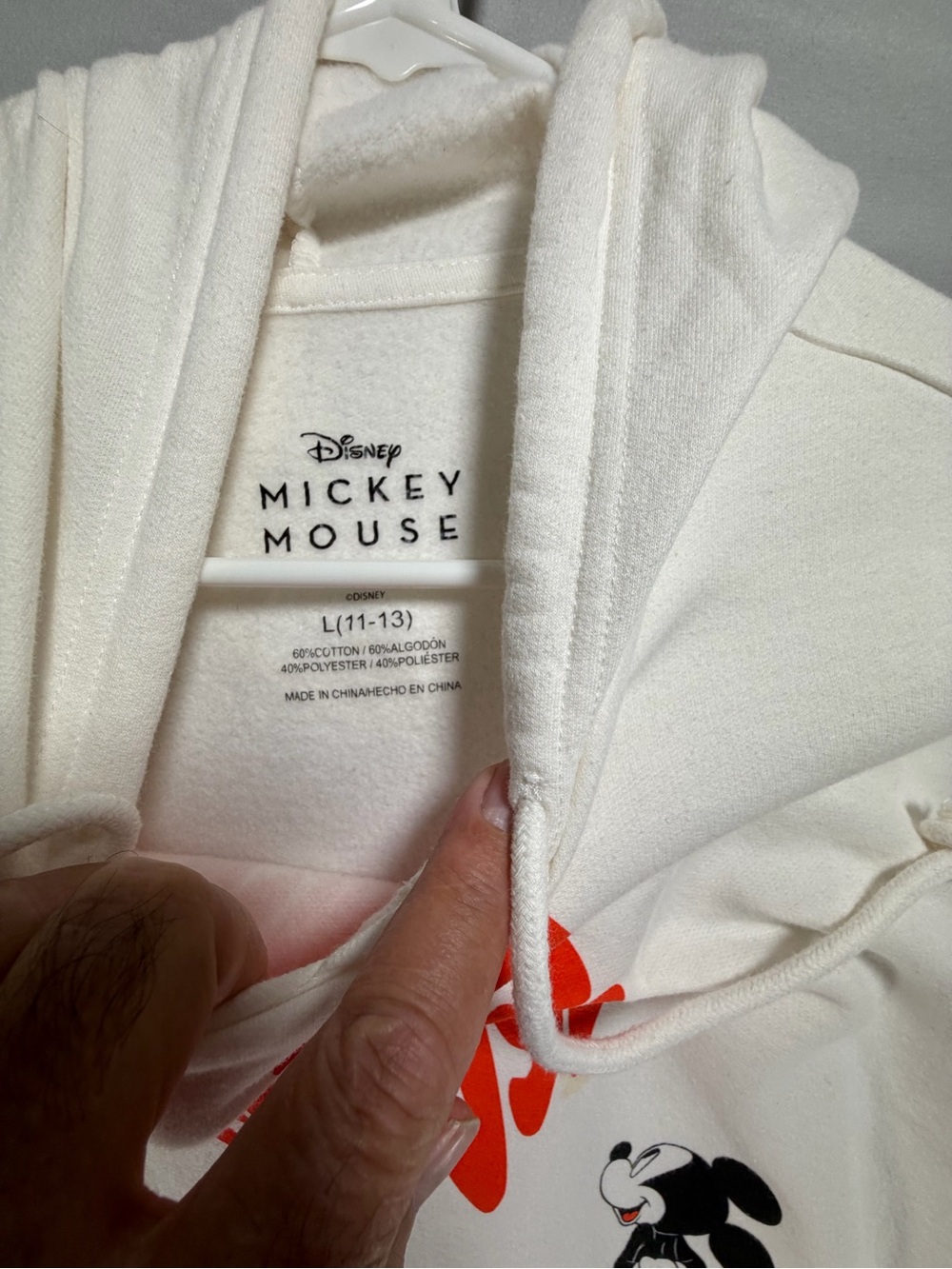 Disney Mickey Mouse Heart Graphic White Hoodie Sweatshirt Womens Size Large L - Picture 2 of 8